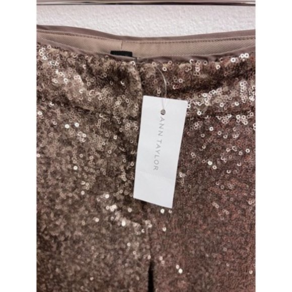Ann Taylor Gold Pocket Sparkly Shiny Sequin Ankle Pants Size 4 - Picture 3 of 8